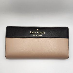 Kate Spade Slim Billfold Wallet - Saffiano Leather - Beige and Black - NWT